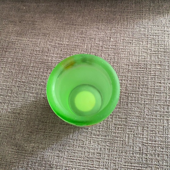 Vtg Frosted Green Confederate Glass Hand Painted Tealight Votive Candle Holder - Picture 5 of 9